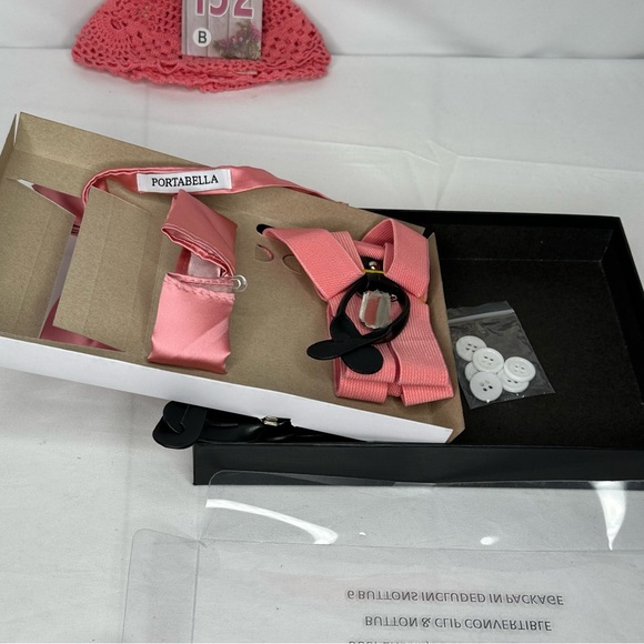 NWT in box Portabella 3 Piece Set Dusty Pink Suspenders & Accessories - Picture 6 of 6